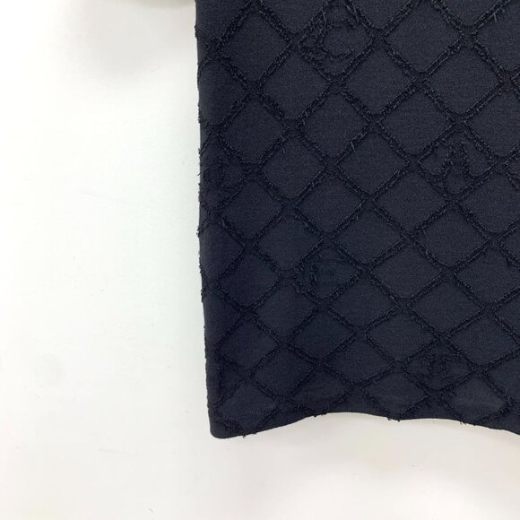 Chanel Black Diamond-Patterned Flocked Cotton Round-Neck Short-Sleeved T-Shirt S - Picture 4 of 6